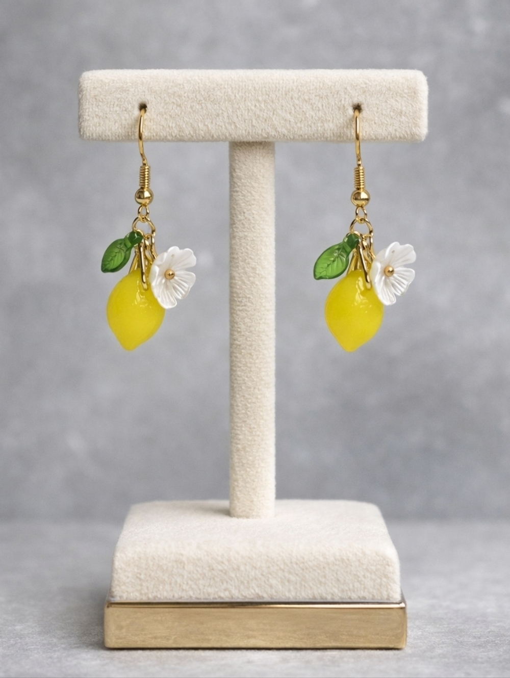 Lemon & Flower Charm Drop Earrings